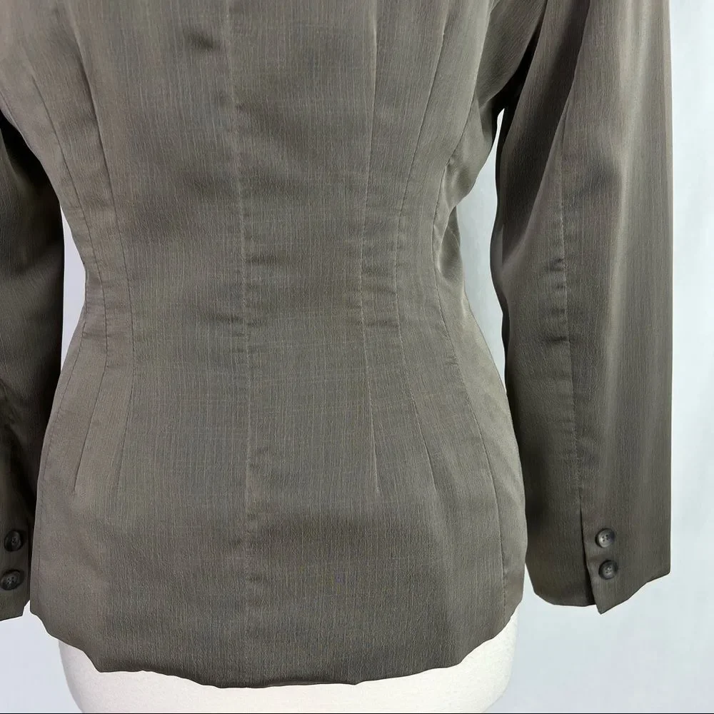 Ivan Grundahl Linea S Sheen Taupe Grey Double Breated Tailored Suit Blazer Large